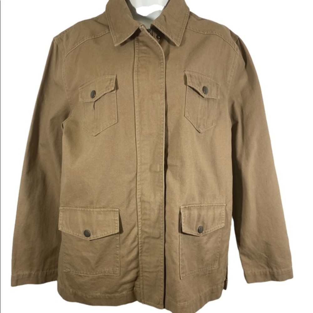 Tobi Women’s Tan Zip Front Long Sleeve Pockets Utility Jacket Size‎ Medium